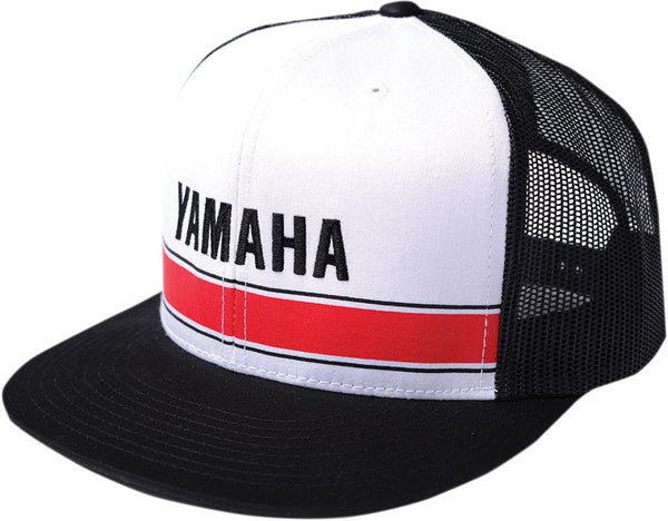 Licensed Yamaha Moto Camper Flat Bill Snapback Hat Black 